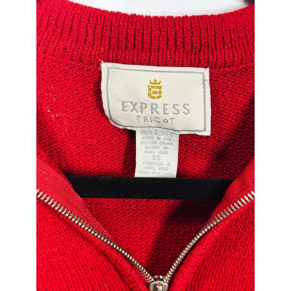 VTG 90s Express Tricot Sweater Pullover 1/4 Zip Casual Preppy Women's Size XS - Picture 3 of 8